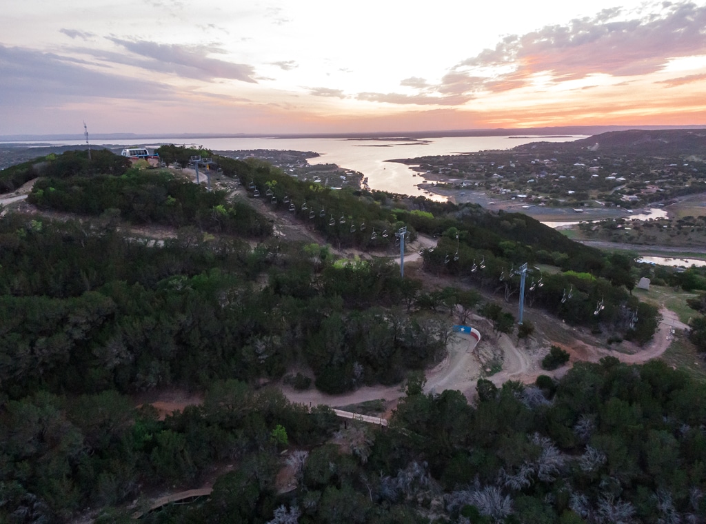 Sunset behind Spider Mountain with views of Lake Buchanan