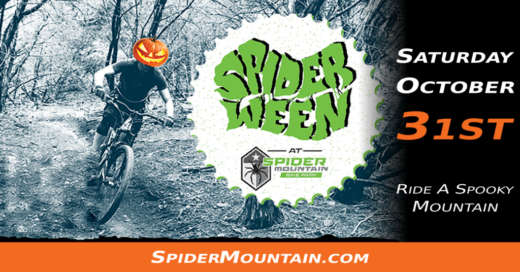 A graphic promoting Spiderween at Spider Mountain on Oct 31